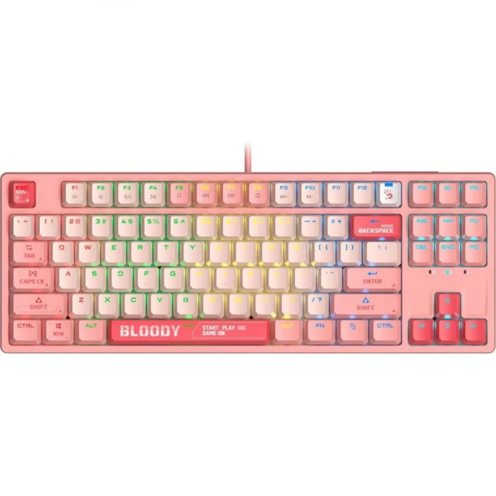 Клавиатура A4Tech S87 Energy механическая розовый USB for gamer LED (S87 USB ENERGY PINK) кабель 1.8м