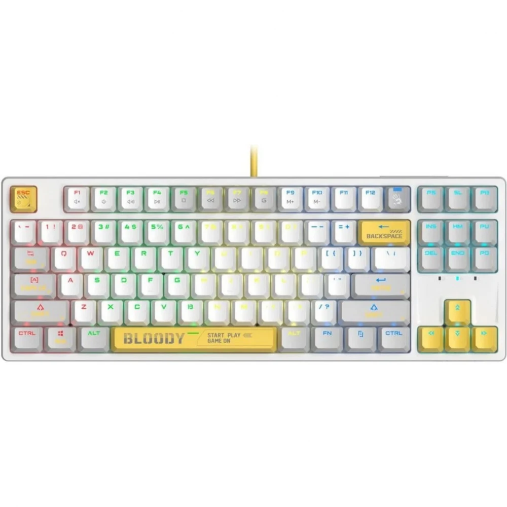 Клавиатура A4Tech Bloody S87 Energy механическая белый/желтый USB for gamer LED (S87 USB ENERGY WHITE)