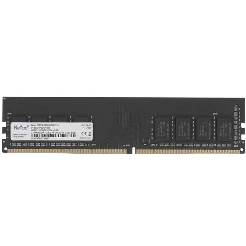 Оперативная память DDR4 8GB 3200MHz Netac NTBSD4P32SP-08J Basic RTL PC4-25600 CL22 DIMM 288-pin 1.2В single rank Ret [NTBSD4P32SP-08J]