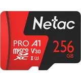 Модель P500PRO Бренд Netac Объем, ГБ 256GB Материал пластик Скорость чтения до 100 МБ/сек SD Speed Class A1, V30, UHS-I Class 3 (U3), Class 10 Комплект поставки microSD-SD адаптер Цвет черный/красны