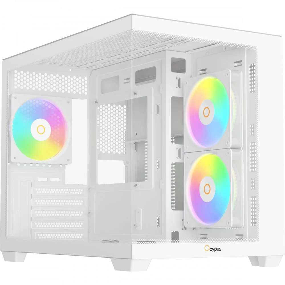 Корпус ПК без блока питания/ Case Ocypus Gamma C54 WH ARGB, Midi-Tower, TG, 3x120mm ARGB, 1xUSB-A 3.0 + 2xUSB 2.0, mATX, mITX White