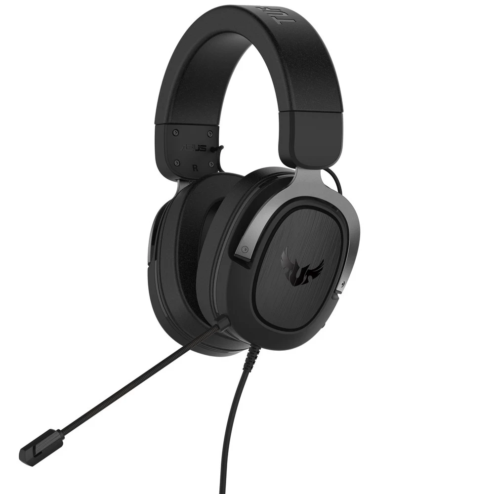 ASUS TUF Gaming H3 Игровые наушники чёрно-серые (7.1 виртуально, 50мм, неодимовые магниты, 32 Ом, 20~20000 Гц, микрофон, USB, PC, Mac, PS4, Nintendo Switch, Xbox One, 90YH028G-B1UA00)
