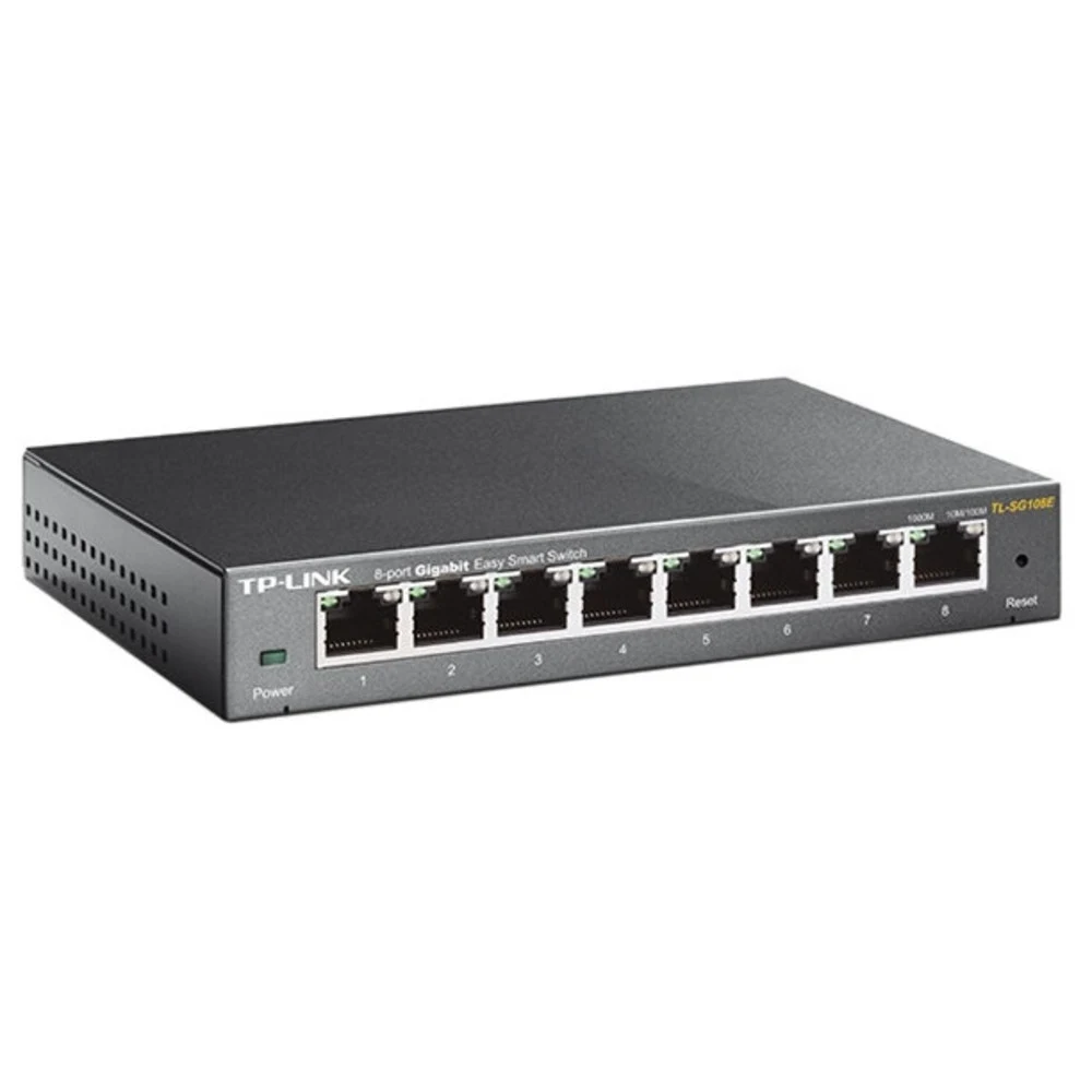 Коммутатор Easy Smart GbE 8-портовый Tp-Link TL-SG108E &lt 8 10/100/1000Mbps RJ45 ports, 16KB Jumbo frame, MTU/Port/Tag VLAN, IGMP Snooping, Link Aggregation, Port Mirroring, QoS&gt
