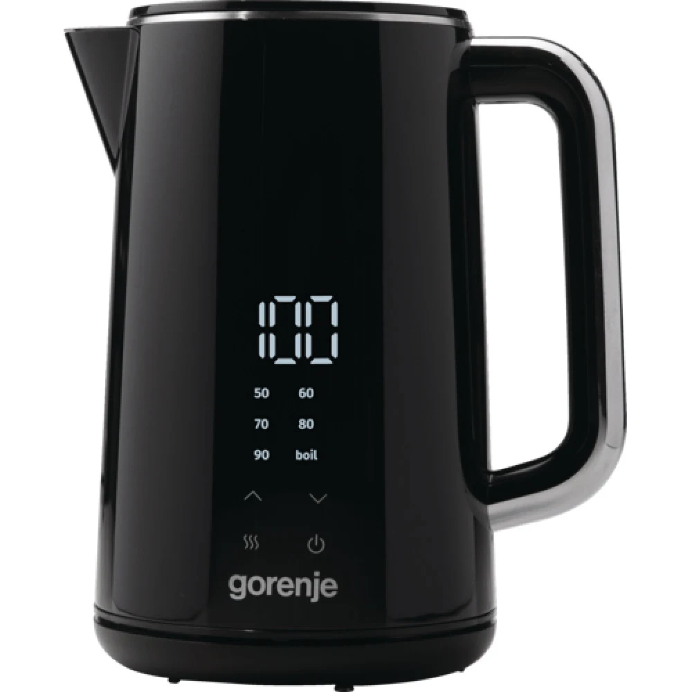 Чайник Gorenje K17DWD, 1.7 л, 2200 Вт, металл/пластик, 6 темпер.режимов, LCD, Black