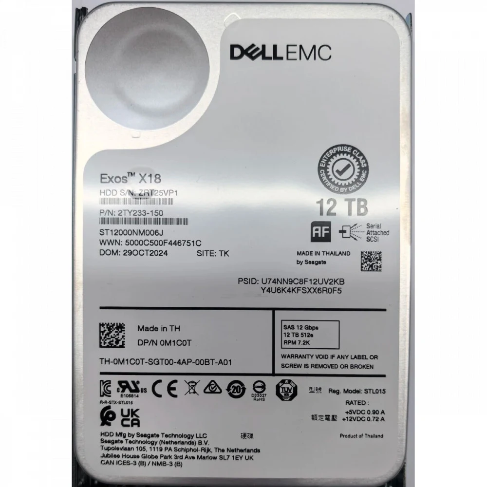 Dell 12TB 7K RPM SAS ISE 12Gbps 512e 3.5in Hot-plug drive - kit for G14 / G15 / G16