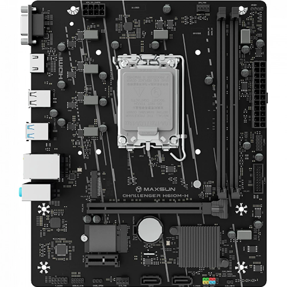Материнская плата Maxsun MS-Challenger H610M-H V1 WIFI H610, LGA1700, 2*DDR4, 1*PCIEx16, 1*PCIEx1, 1*M.2, 4*USB3.2Gen1, 6*USB2.0, 2*SATA3.0, 1G, VGA, HDMI, M-ATX, RTL