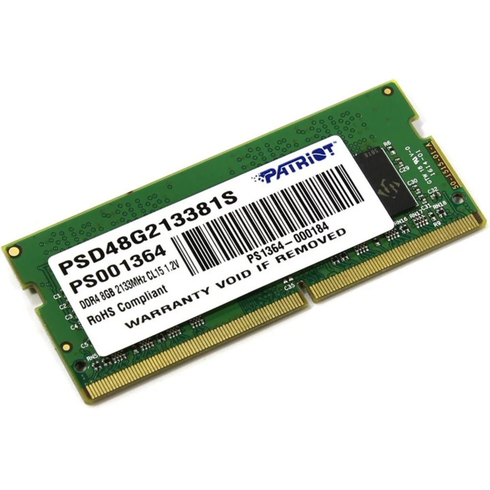 Модуль памяти для ноутбука 8GB PC17000 DDR4 SO PSD48G213381S PATRIOT Стандарт DDR4 Форм-фактор SODIMM Объем одного модуля 8 ГБ Количество модулей в комплекте 1 шт Суммарный объем 8 ГБ Эффективная ча