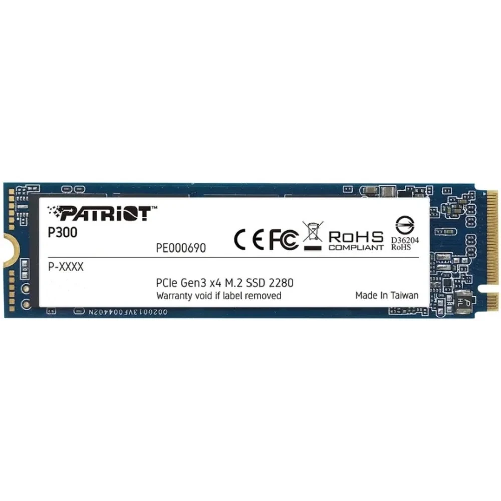 Твердотельный накопитель SSD M.2 Patriot 128Gb P300 <P300P128GM28> (PCI-E 3.0 x4, up to 1600/600MBs, 290000 IOPs, SMI2263XT, 60TBW, 22х80mm)