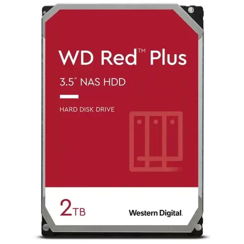 Жесткие диски Western Digital Red Plus NAS HDD 3.5" SATA 2TB, 5400 rpm, 64MB buffer, CMR, WD20EFPX, 1 year