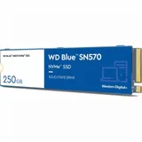 Твердотельный накопитель/ WD SSD Blue SN570 NVMe, 250GB, M.2(22x80mm), NVMe, PCIe 3.0 x4, 3D TLC, R/W 3300/1200MB/s, IOPs 190 000/210 000, TBW 150, DWPD 0.3 (12 мес.)