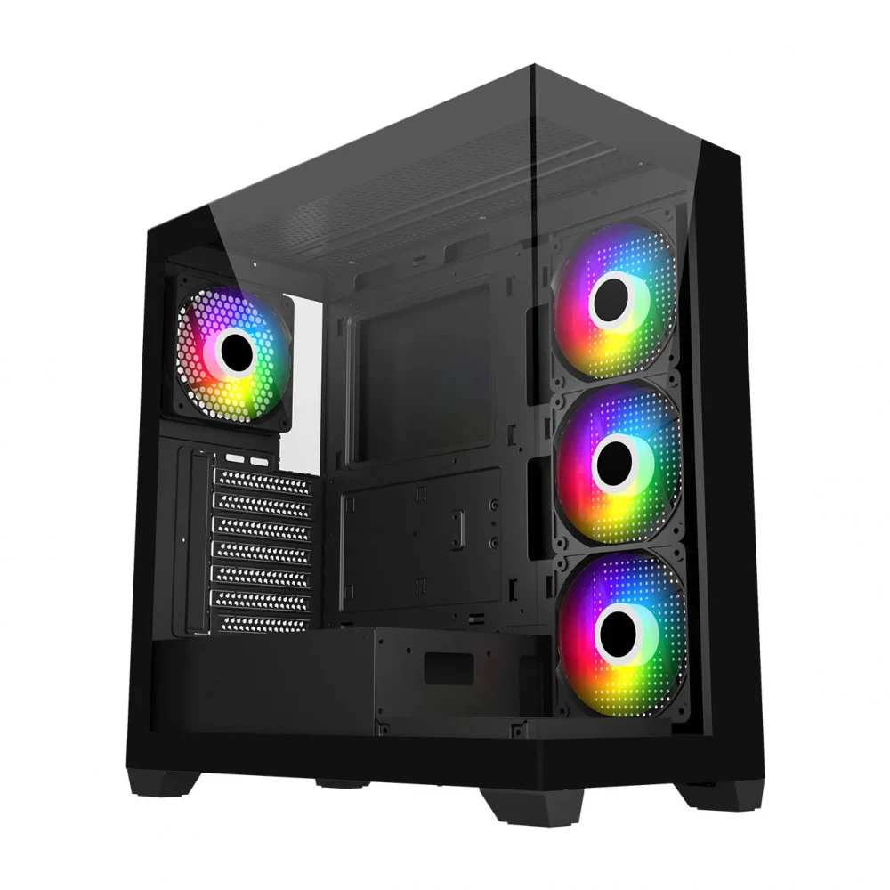 Компьютерный корпус FSP M340, Без БП, 2xUSB3.0, Type-C, 4xFAN120 ARGB, 2xGlass, Black, ATX M340-BA