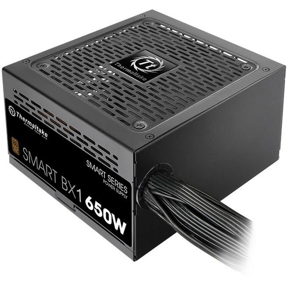 Блок питания, Thermaltake, Smart BX1 650W, PS-SPD-0650NNSABE-1, 650W, ATX, Bronze, APFC, 20+4 pin, 4+4pin, 6*Sata, 4*Molex, 2*PCI-E 6+2 pin, FDD, Non-modular, Вентилятор 12 см, 150*86*140мм, Чёрный
