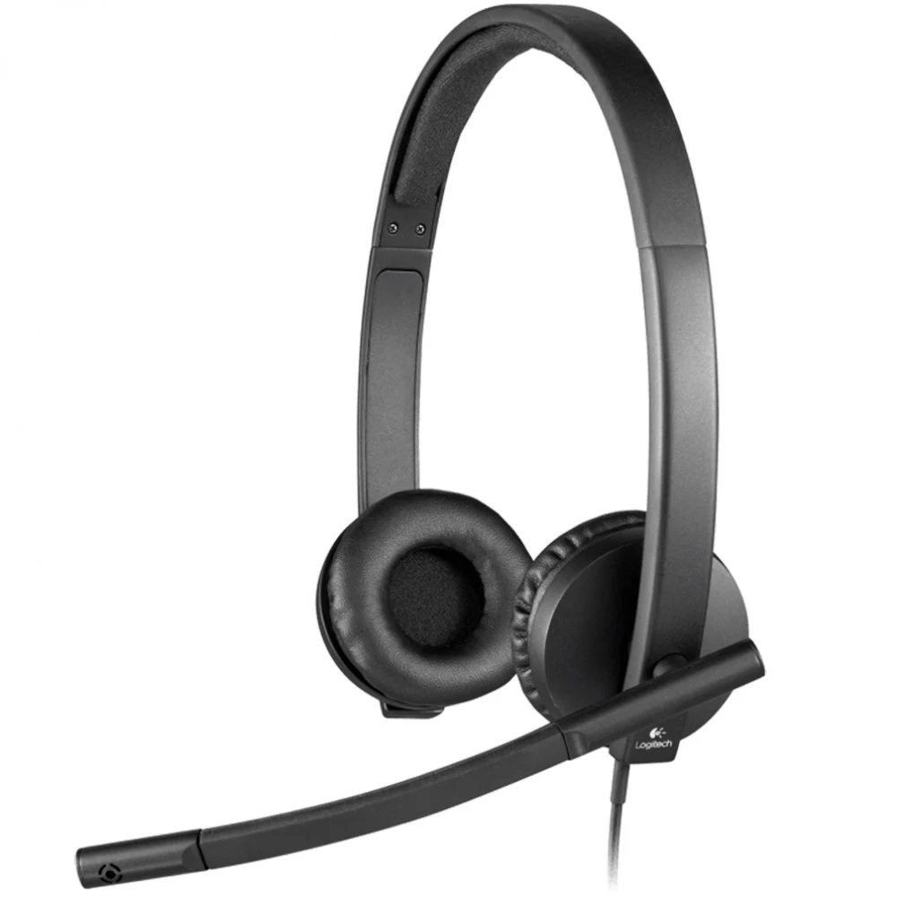 Гарнитура Logitech H570e Stereo черная, накладные амбушюры, поворотный микрофон, управление на кабеле, USB кабель 2.1м (053304)