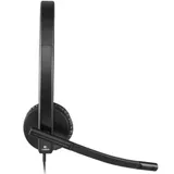Гарнитура Logitech H570e Stereo черная, накладные амбушюры, поворотный микрофон, управление на кабеле, USB кабель 2.1м (053304)