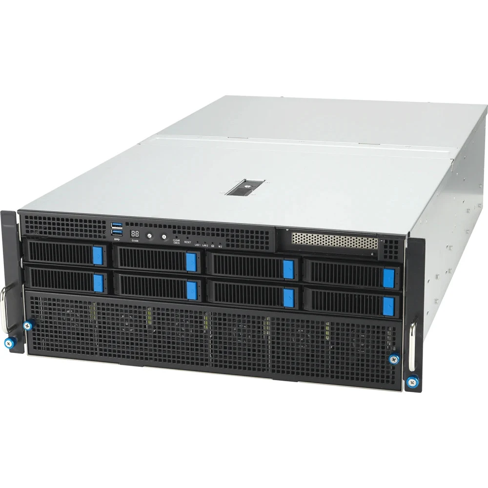 Сервер ASUS ESC8000-E11-SKU2 4U, 2x LGA4677, 32x DDR5, 2x NVMe/SATA/SAS* + 6 SATA/SAS*, 1x M.2(Up to 22110), 1x PCIex8 for HBA/RAID, 8x PCIex16 for dual-slot GPU, 1x PCIex16 for NIC card, 2x 10Gbe,