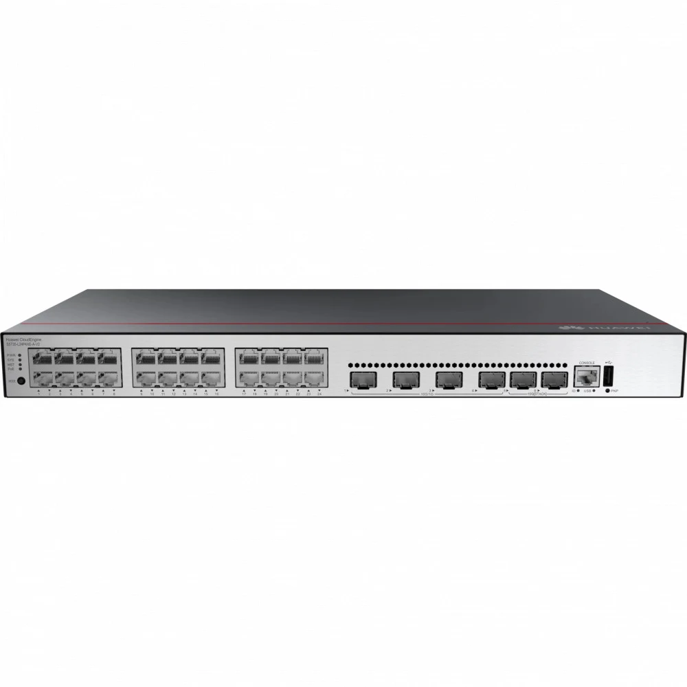 Коммутатор Huawei S5735-L24P4XE-A-V2 (24*10/100/1000BASE-T ports, 4*10GE SFP+ ports, 2*12GE stack ports, PoE+, AC power,inc: L-MLIC-S57L)