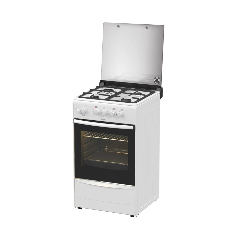 Плита Газовая Darina 1B1 GM 441 018 W белый/черный (стеклянная крышка) реш.чугун