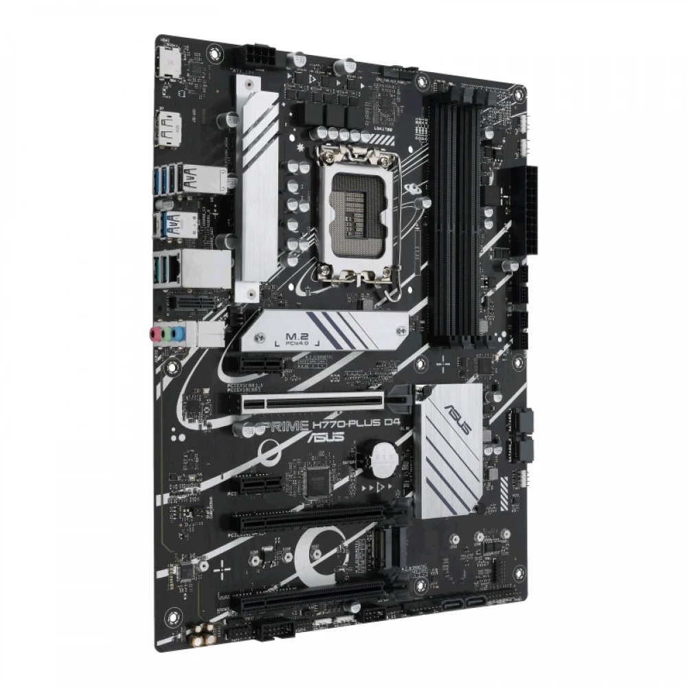 ASUS PRIME H770-PLUS D4 (Socket 1700, ATX, 4xDDR4(128GB), DP/HDMI, 1xPCIe 5.0x16/2xPCIe 4.0x16, 2xPCIe 3.0, 1xLAN (2.5GbE), 4xSATA 6Gb/s, 3xM.2, 1xM.2 E key, 1xType-C, 5xUSB 3.2, 2xUSB 2.0)