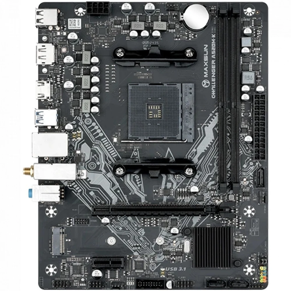 Материнская плата Maxsun MS-Challenger A520M-K WIFI B550, AM4, 2*DDR4, 1*PCIEx16, 1*PCIEx1, 2*M.2, 4*USB3.2Gen1, 6*USB2.0, 3*SATA3.0, 1G, VGA, HDMI, M-ATX, RTL