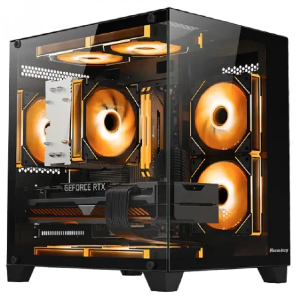 Корпус HuntKey S900, Mini Tower, m-ATX, m-ITX, Black, 2x3.5"/1x2.5", 2xUSB2.0, USB3.0