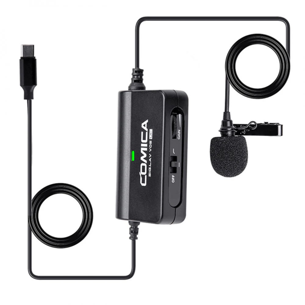 Микрофон Comica CVM-SIG.LAV V05 UC, 60Hz-18kHz, -35dB/mkb, Clip-On, 1.1m+3.7m, USB Type-C