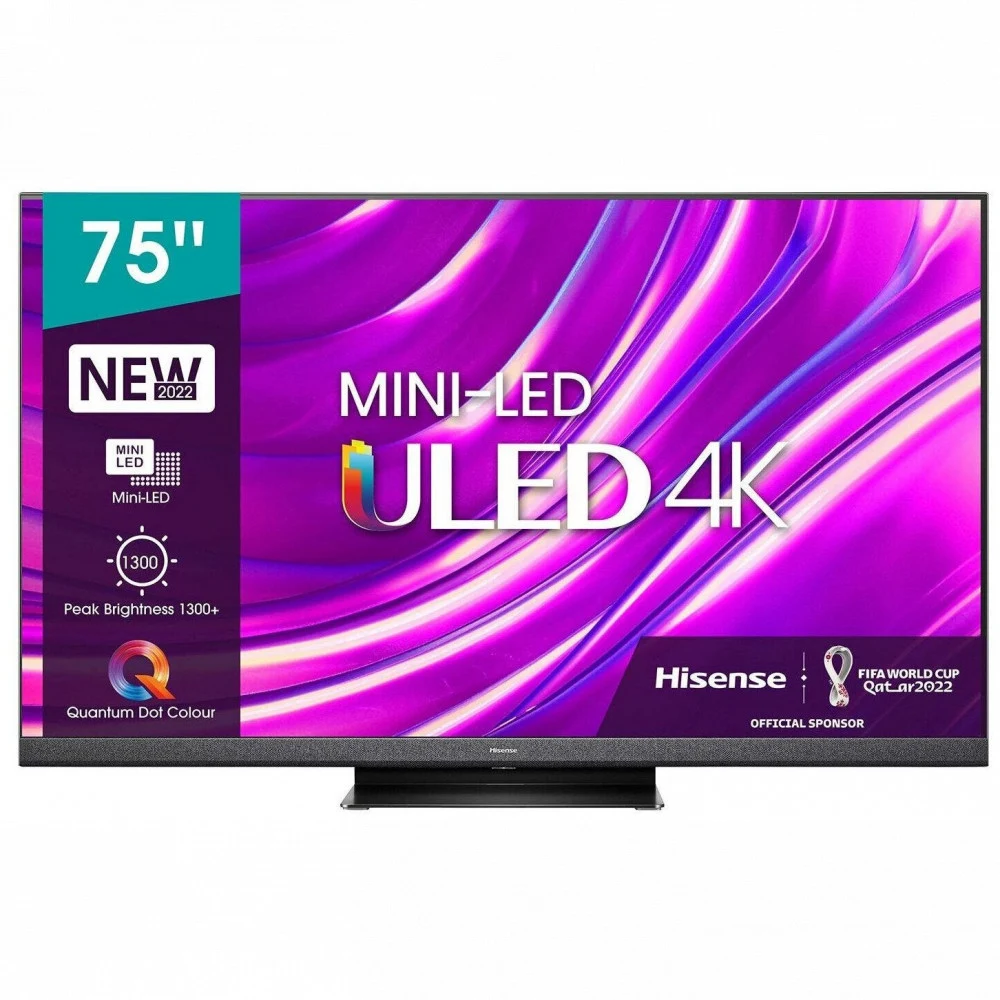 Телевизор Mini LED 75'' Hisense/ 75", Ultra HD, Mini LED, 120Гц, Smart TV (ОС VIDAA U6), Wi-Fi, PCI 3000, DVB-T2/T/C/S2/S, HDR 10+, Dolby Vision, Dolby Atmos, Bluetooth, 4*10W+20W+2*5W, CI+(1.4), 4х