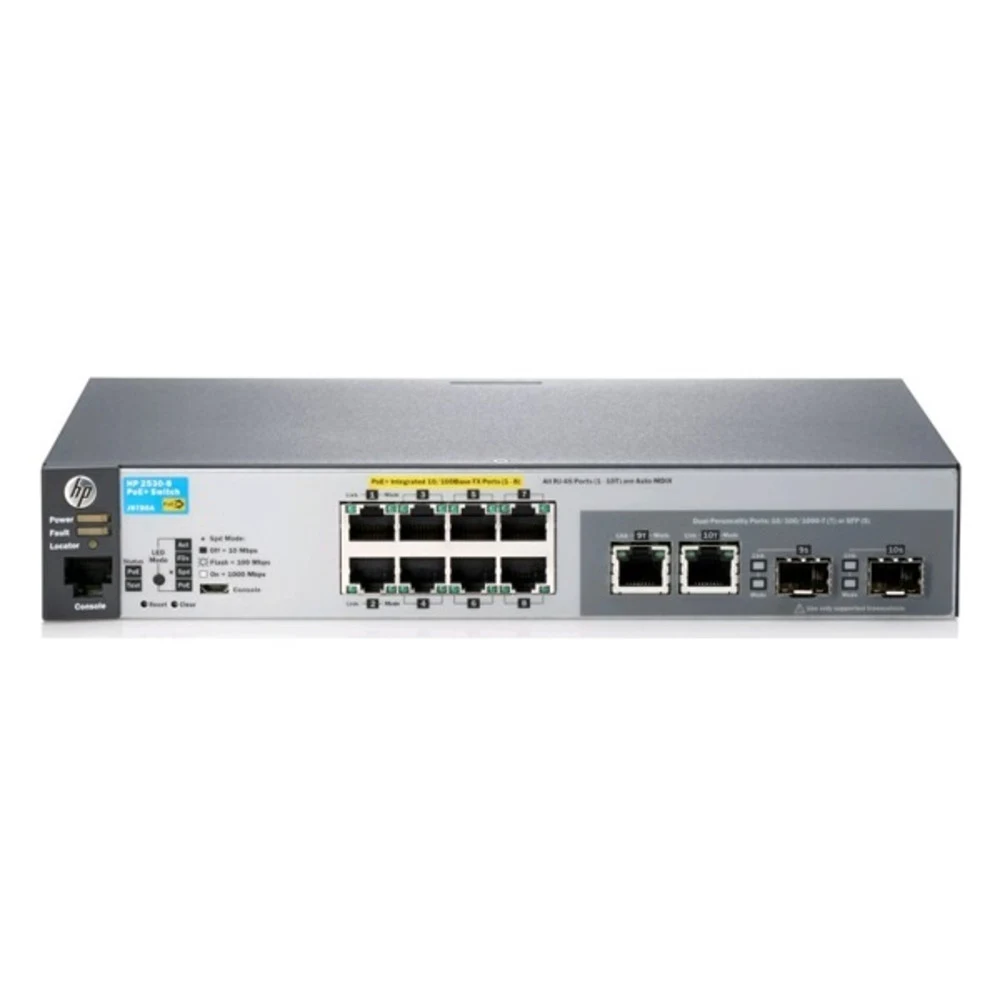 Aruba 2530 8 Switch (Managed, L2, 8*10/100 + 2*10/100/1000 or SFP, Fanless design, Rackmount 19”)