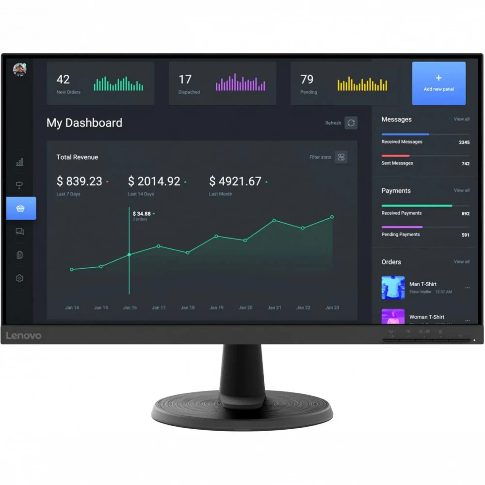 Lenovo C24-40 23.8" FHD (1920x1080) VA display, Anti-glare 16:9 75Hz refresh rate 3000:1, 72% NTSC, 8-bit -5° to +22° tilt stand Warranty 3-year/1x HDMI® 1.4, 1x VGA/Кабель в комплекте HDMI