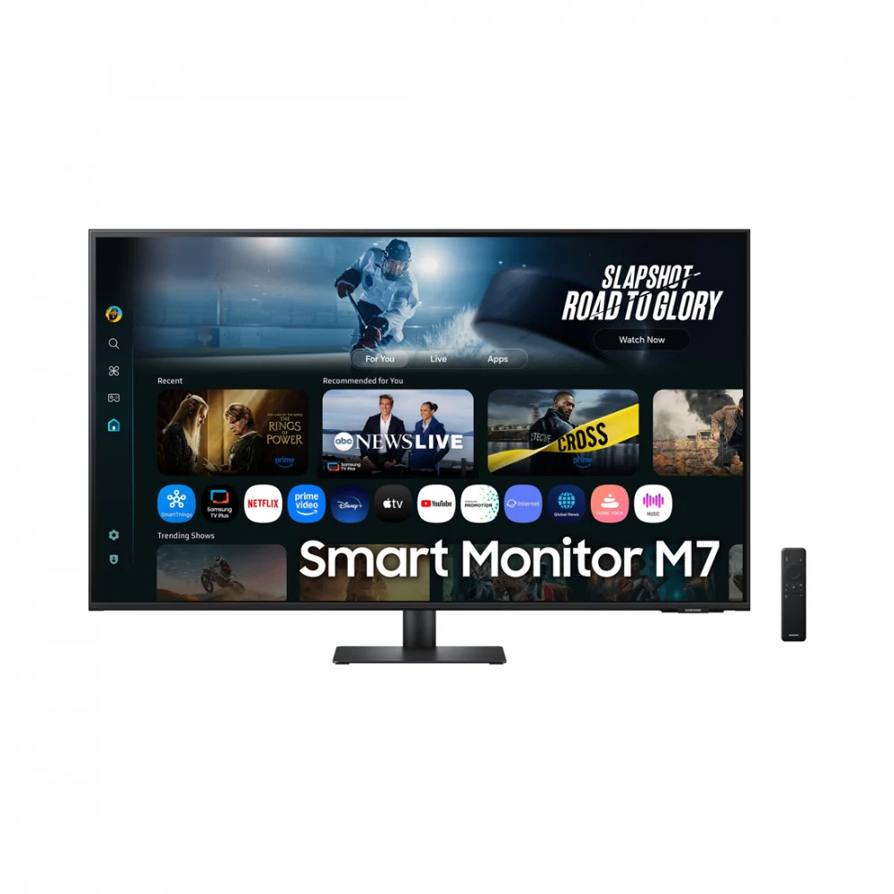 Монитор, Samsung, Smart M7 LS43FM702UIXCI, 43”, 3840x2160, VA, 60 Гц, 1*USB-C, 2*HDMI, 300кдм, 1000:1, 1мс, Динамики, Регулировка высоты/ наклона/ вращения/ поворота, 178/178, 16:9, 16.7М, Черный