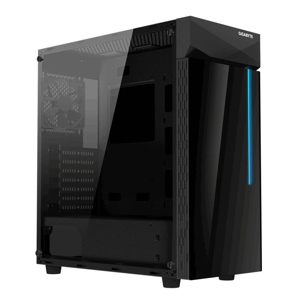 Компьютерный корпус, Gigabyte, GB-C200G (4719331551247), ATX/Micro ATX, 2*USB3.0, HD-Audio+Mic, Кулер 12см, Без Б/П, Чёрный