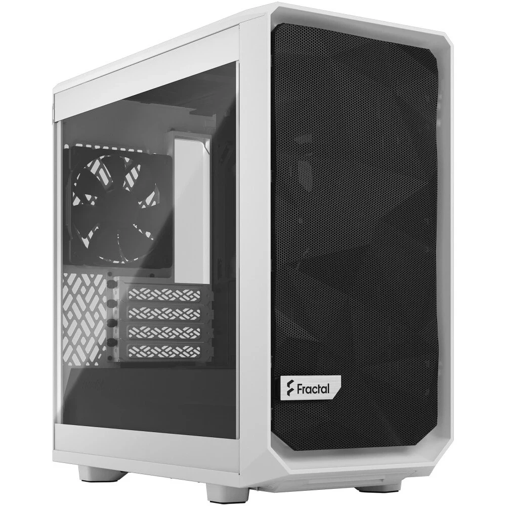 Корпус ПК без блока питания/ Case Fractal Design Meshify 2 Mini TG Clear Tint, Mini-Tower, 1x120mm + 1x140mm, 2xUSB-A 3.2 + 1xUSB 3.2 Type-C mATX, mITX, mDTX White