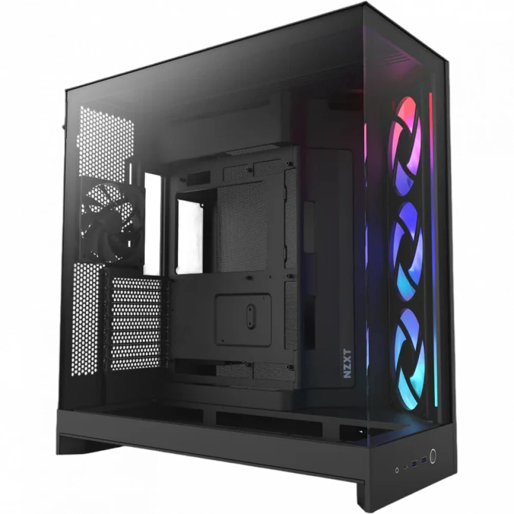 Корпус без блока питания/ Case NZXT H9 Flow RGB (2025), Midi-Tower, TG, 3x140mm RGB + 1x120mm, 2xUSB-A 3.2 + 1xUSB-C 3.2, E-ATX, ATX, mATX, mITX Black