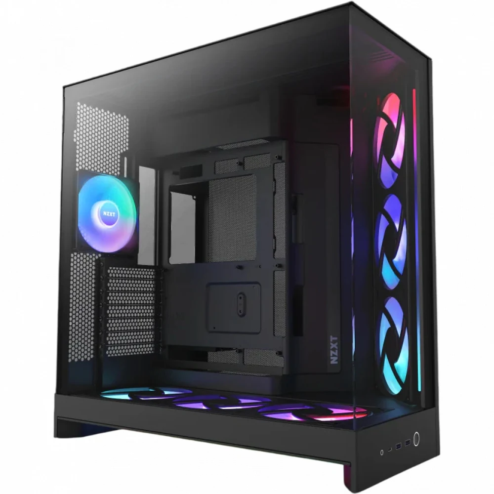 Корпус без блока питания/ Case NZXT H9 Flow RGB+ (2025), Midi-Tower, TG, 6x140mm RGB + 1x120mm RGB, 2xUSB-A 3.2 + 1xUSB-C 3.2, E-ATX, ATX, mATX, mITX Black