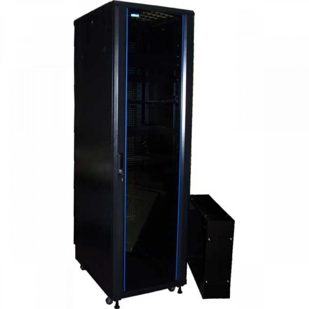 Шкаф LANMASTER 19" Business, 42U 800x800, черный, передняя дверь стекло, задняя дверь распашная металл (TWT-CBB-42U-8x8-G1)