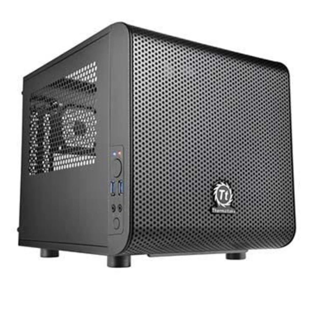 Корпус Thermaltake Core V1 черный miniITX 2x80mm 1x120mm 1x140mm 2xUSB3.0 audio bott PSU [CA-1B8-00S]