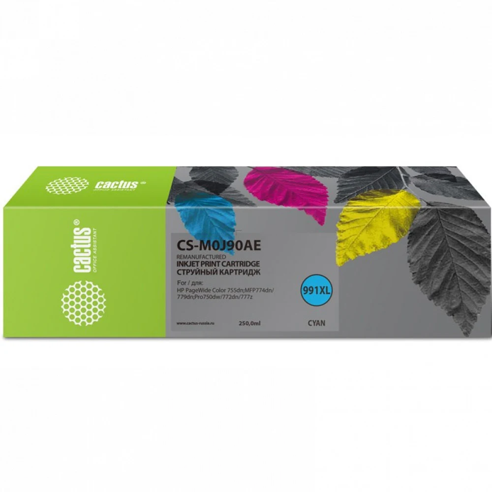 Картридж струйный Cactus CS-M0J90AE 991XL голуб.пигм. (250мл) для HP PW 755dn/MFP774dn/779dn/Pro750dw/772dn с чипом