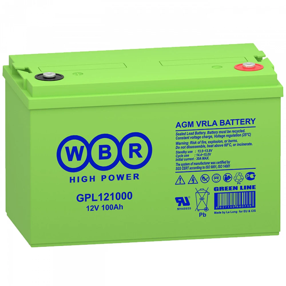 GPL121000 WBR Аккумулятор WBR GPL121000 Аккумуляторная батарея.Напряжение, B: 12.Емкость, Ач:100. Длина, мм:329,5. Ширина, мм:172,3 Высота, мм:215 Высота (с клеммами), мм:222. Вес, кг:31,3.Внутренне