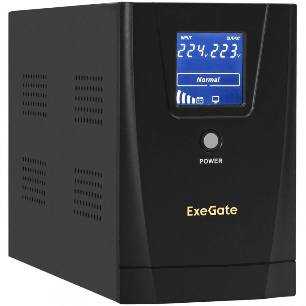 ИБП ExeGate SpecialPro Smart LLB-2200.LCD.AVR.4C13.RJ.USB (2200VA/1300W, LCD, AVR, 4*C13,RJ45/11,USB, батарея 12V 9Ah - 2 шт., металлический корпус, Black)