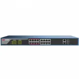 16 RJ45 100M PoE 2 RJ45 1000M PoE 2 1000М SFP порта таблица MAC адресов на 4000 записей пропускная способность 7.2Гб/с стандарты PoE: IEEE 802.3af, IEEE802.3at бюджет PoE 230Вт AC100-240В 0 °C...+40