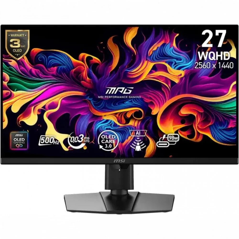 Монитор 26.5" MSI MPG 271QR QD-OLED X50 Black (QD-OLED, 2560x1440, HDMI+HDMI+DP+Type C (98W), USB Hub, 0.03 ms, 178°/178°, 300 cd/m, 1500000:1, 500Hz)