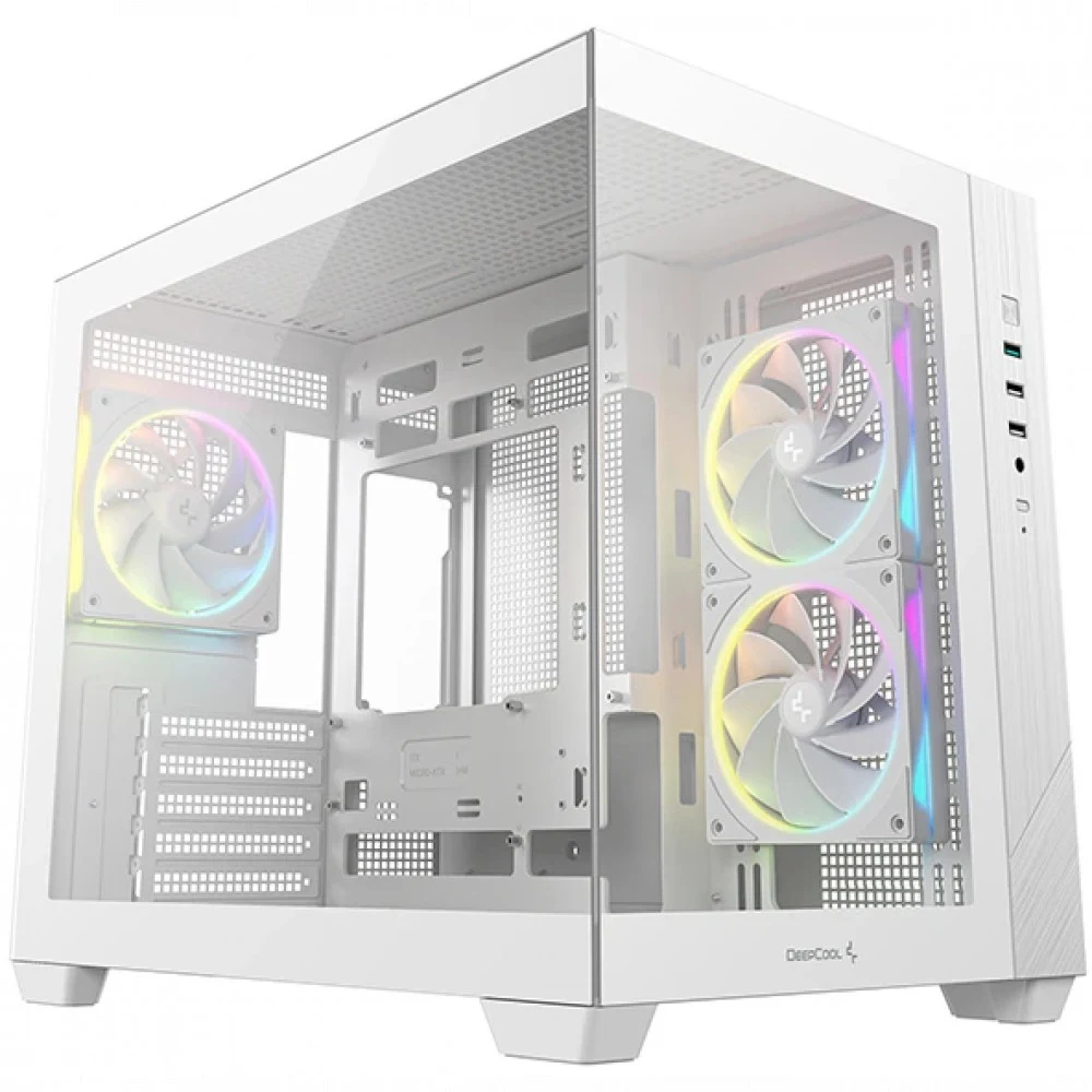 Компьютерный корпус, Deepcool, CG330 3F WH R-CG330-WHNGM3-G, Micro ATX/Mini-ITX, USB 3.0/2.0*2, Audio+Mic, 3*120mm ARGB, Высота процессорного кулера до 163мм, Длина VGA до 410мм, 1+1*3.5"/2+2*2.5",