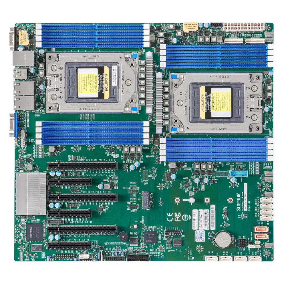 Материнская плата SuperMicro Материнская плата SuperMicro MBD-H12DSI-NT6-B Dual AMD EPYC™ 7003/7002 Series Processors,4TB Registered ECC DDR4 3200MHz SDRAM in 16 DIMMs,10 SATA3, 2 SATADOM, 4 NVMe,Du