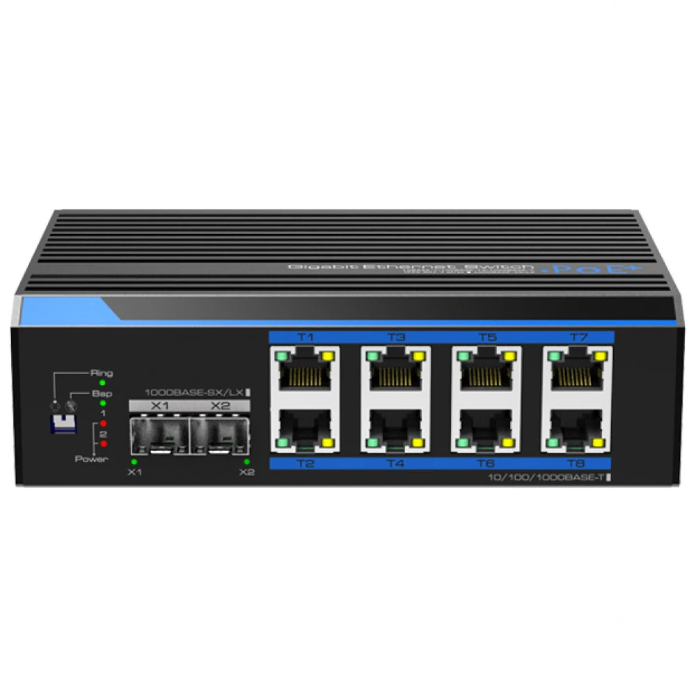 UTEPO UTP7208GE-PoE Промышленный 8-портовый Ethernet-коммутатор PoE с 2-гигабитным портом SFP Нисходящие порты 8 * 10/100 / 1000Base-T (PoE) Uplink Ports 2 * 1000 слотов Base-X SFP Выход тревоги Одн