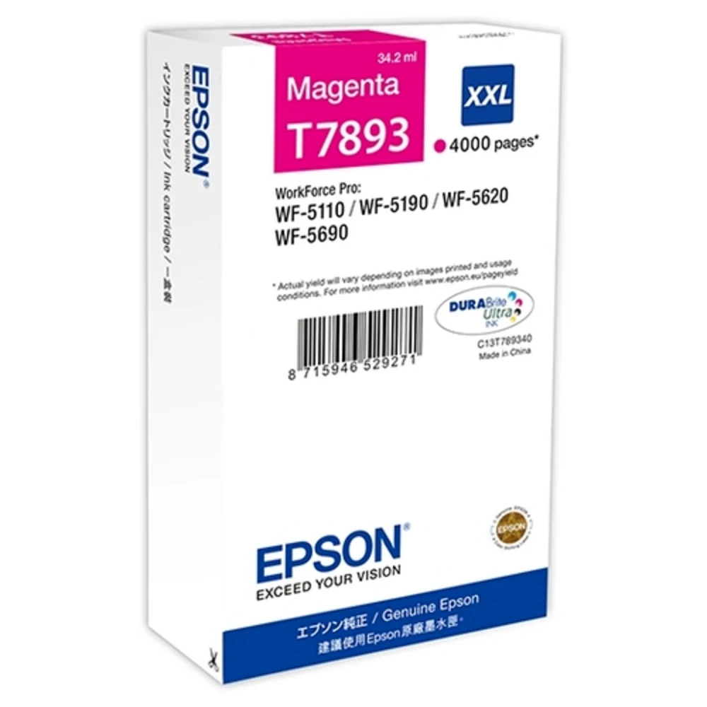 Картридж струйный экстраповышенной емкости Epson C13T789340,WF-5xxx Series Ink,ресурс по ISO/IEC 19752 4000стр.пурпурный