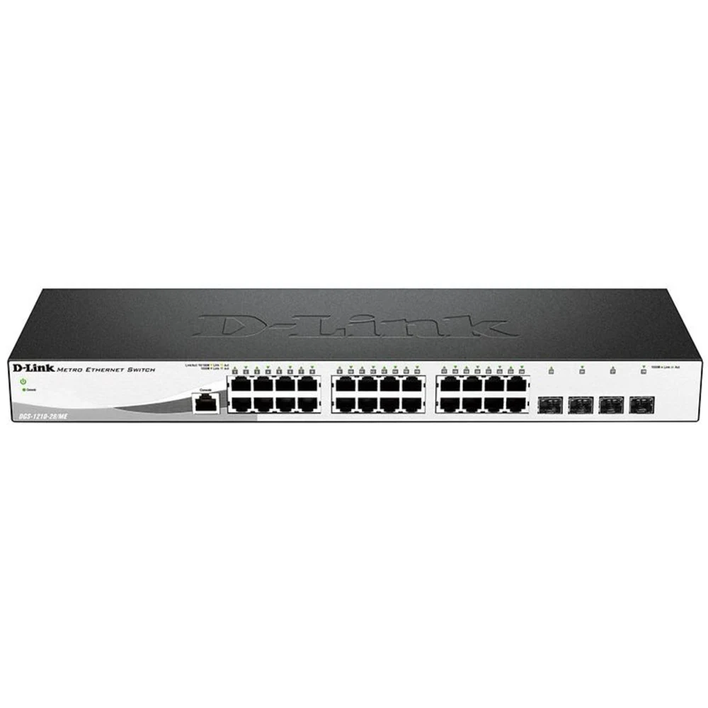 Коммутатор/ DGS-1210-28/ME/P/B Managed L2 Metro Ethernet Switch 24x1000Base-T, 4x1000Base-X SFP, Surge 6KV, CLI, RJ45 Console, RPS, Dying Gasp, power supply unit with UPS function