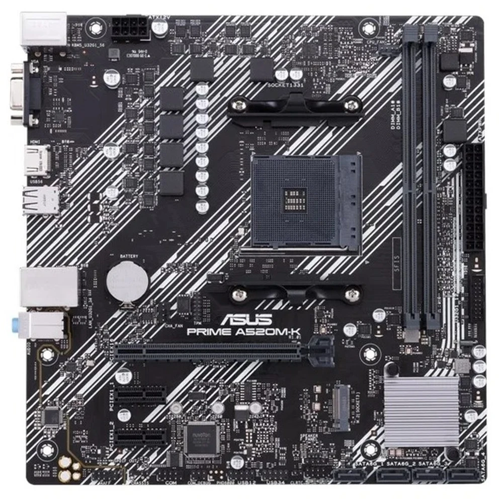 Материнская плата ASUS PRIME A520M-K AM4 mATX 2xDDR4 PCI-Ex16 2xPCI-Ex1 M.2 HDMI VGA GLAN {10}
