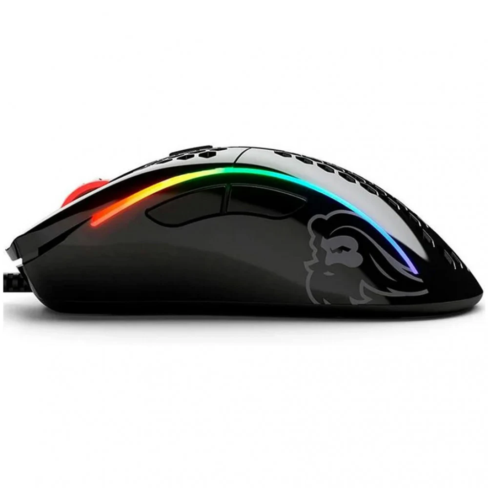 Компьютерная мышь, Glorious, Model D-, GLO-MS-DM-GB, Игровая, Оптическая, Проводная, Pixart PMW-3360 Sensor, 12000 DPI, 250+ IPS, 50G, 1000 Hz, RGB, 6 кнопок, Длина провода 2м, Глянцевый черный
