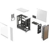 Корпус ПК без блока питания/ Case Fractal Design North TG Clear Tint, Midi-Tower, 2x140mm, 2xUSB-A 3.2 + 1xUSB 3.2 Type-C ATX, mATX, mITX Wood panel, Chalk White