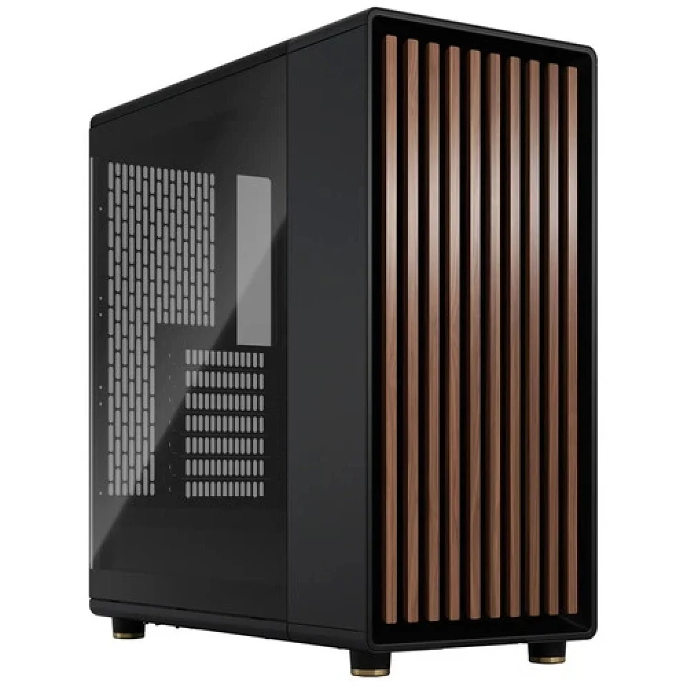 Корпус без блока питания/ Case Fractal Design North TG Dark Tint, Midi-Tower, 2x140mm, 2xUSB-A 3.2 + 1xUSB 3.2 Type-C ATX, mATX, mITX Wood panel, Charcoal Black