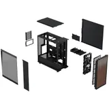 Корпус без блока питания/ Case Fractal Design North TG Dark Tint, Midi-Tower, 2x140mm, 2xUSB-A 3.2 + 1xUSB 3.2 Type-C ATX, mATX, mITX Wood panel, Charcoal Black